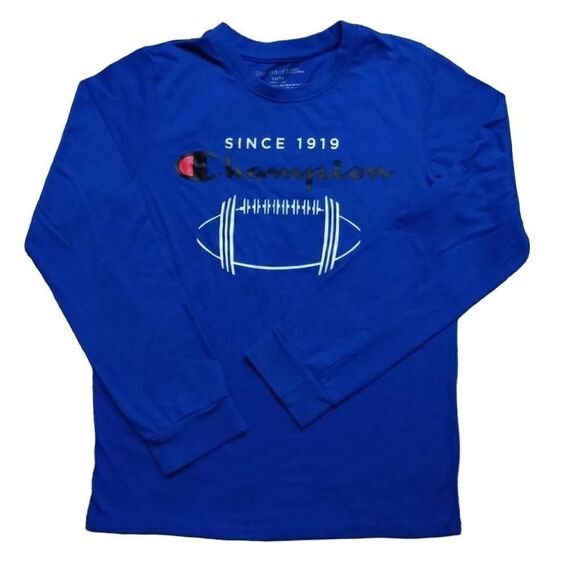 Champion Athletic Long Sleeve Blue Boys T-Shirt -E - Picture 1 of 3